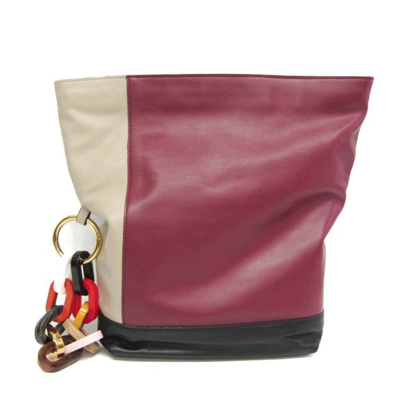 Marni PHMP0031Y0 P4092 Women's Leather Clutch Bag Beige,Black,Bordeaux,Multi-col - Picture 1 of 10
